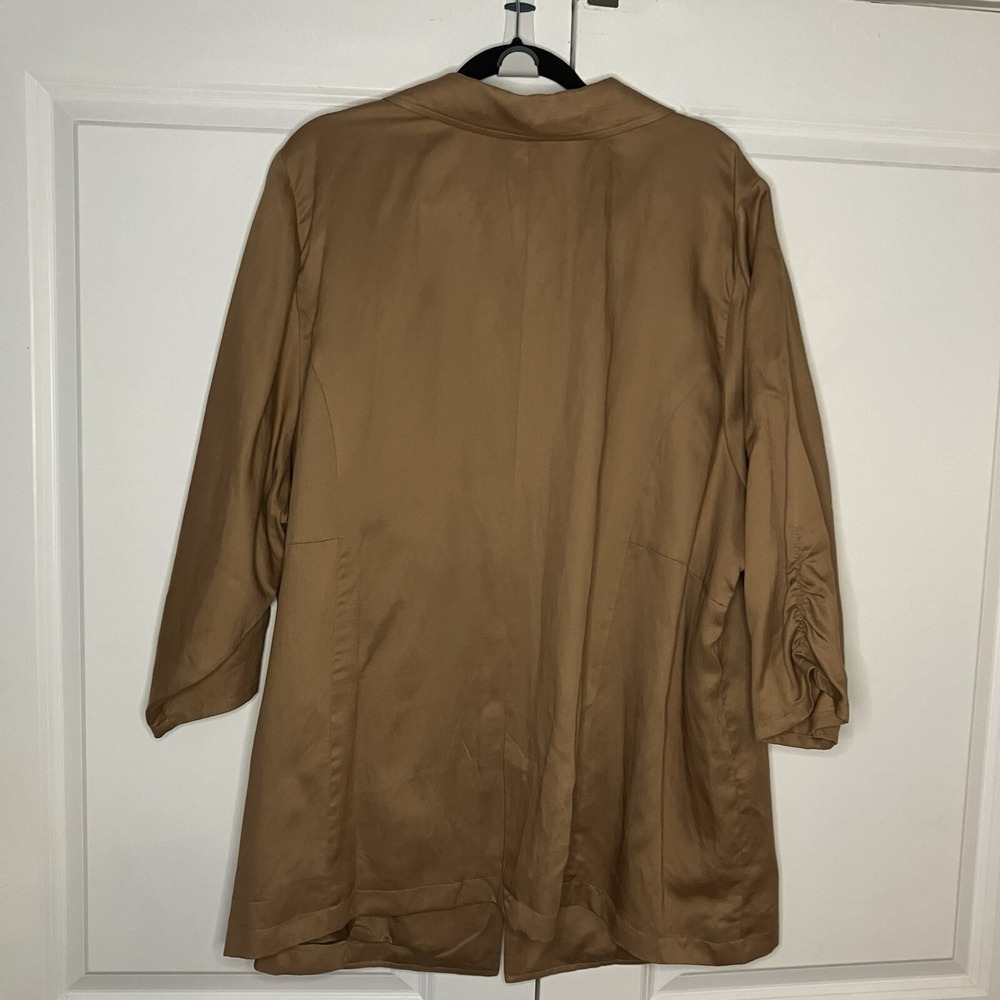 Torrid Studio Camel Brown Lyocell Linen Ruched 3/4 Sleeve Blazer Plus Size 4 4X - Picture 4 of 8